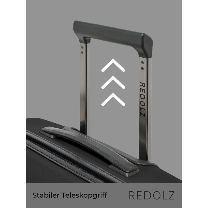 Візок REDOLZ Hard Shell XL 77 см, легкий поліпропілен, 4 подвійних колеса & TSA, чорний