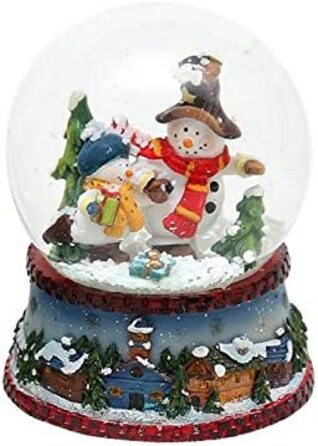 Снігова куля, сніговик з червоним шарфом, розміри кулі H/B / Ø приблизно 8,5 x 6,5 см / Ø 6,5 див., 501227-червоний