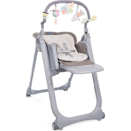 Високий стільчик Chicco Polly Magic Relax з іграшковим центром та зменшувачем для новонароджених, 8 положень по висоті, 4 колеса, Made in Italy