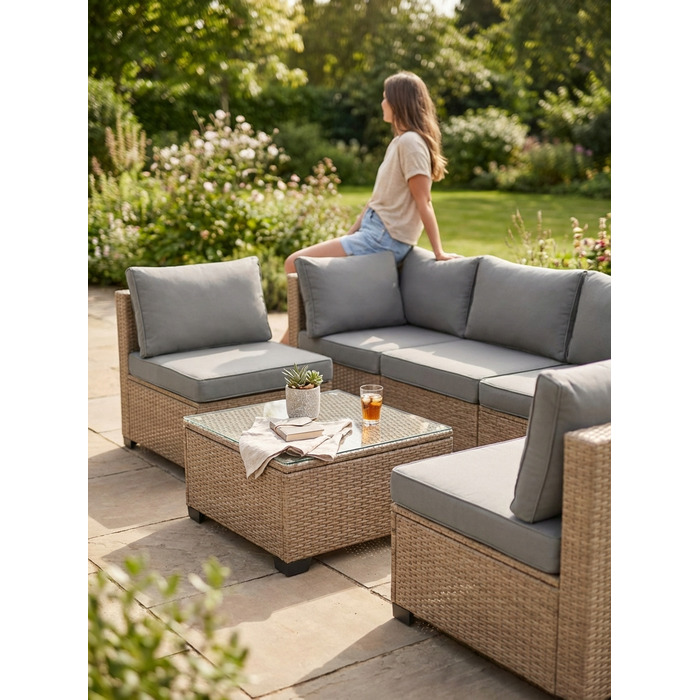 Комплект садових меблів із техноротанга MTG Trade Group, бежевий, 7 предметів