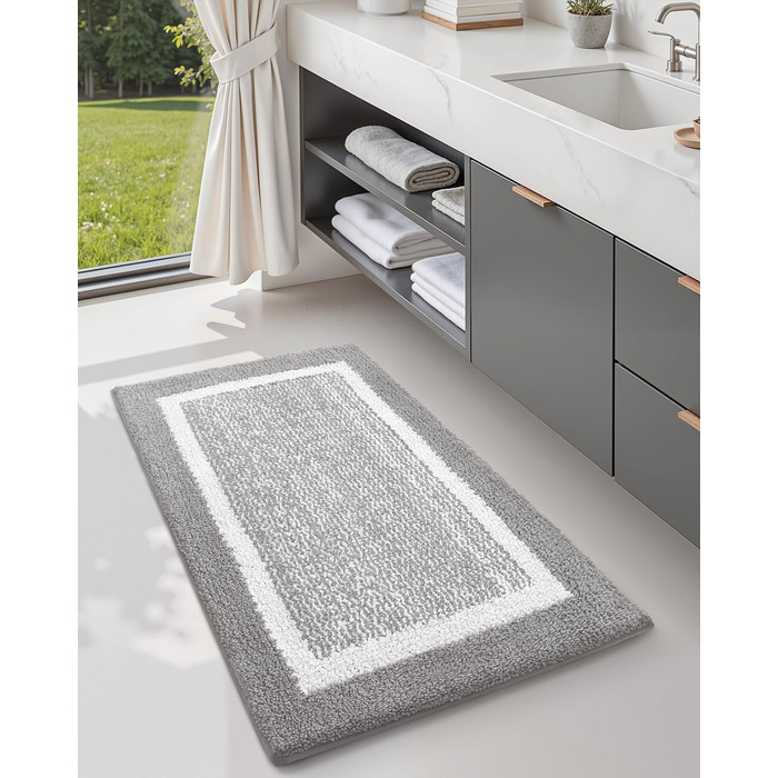 Килимок для ванної кімнати COLOR&GEOMETRY 60 x 110 см, сірий, нековзний, швидковисихаючий