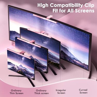 Quntis Лампа для монітора з підсвічуванням 51 см з пультом, захист від синього світла, регулювання яскравості, для ПК, офісу та дому (ScreenLinear Glow Rosa)