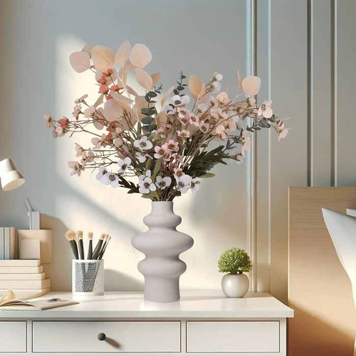 Набір керамічних ваз для квітів Enkinil з 2 шт. , сучасна прикраса вітальні, кругла ваза для трави пампаси