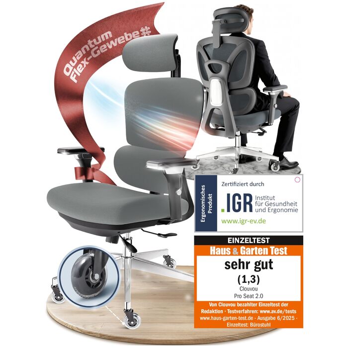 Ергономічне крісло BrightSeat Bürostuhl – регульоване офісне крісло для дому та офісу | Комп'ютерне крісло, ігрове крісло | BrightSeat (Антрацит)