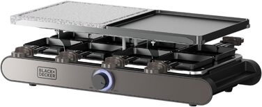 Ракельниця Black+Decker для 8 осіб з натурального каменю, антипригарне покриття, регулювання температури, 1400 Вт, PFOA-free