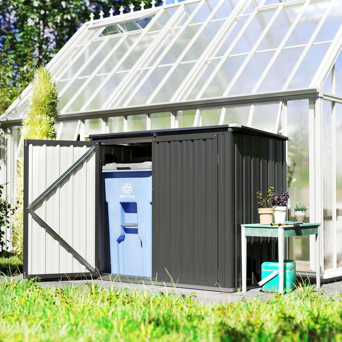 Ящик для сміттєвих баків на 2 баки із замком, прихований контейнер для сміття з відкидною кришкою, темно-сірий