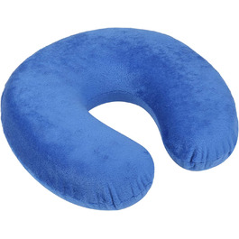 Подушка для шиї WELLGRO зі знімним чохлом - піна з ефектом пам'яті - подушка для подорожей на блискавці з ремінцем для перенесення - 28x28x9 см (ДхШхВ) - колір на вибір, колір синій