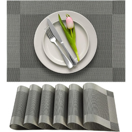 Набори серветок на стіл More Décor, 4 шт., сірий сріблястий колір, PVC-вініл, миючі, термостійкі, для кухні та їдальні