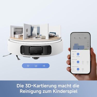 Робот-пилосос Mova E40 Ultra з функцією миття, автоматичним очищенням, потужністю 19000 Па, MaxiReach-мопом, бічними щітками, вбудованим резервуаром 80 мл та базою для 75 днів прибирання