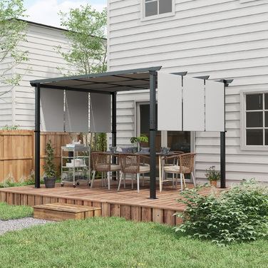 Маркіза для захисту від сонця. Пергола, стійка до погодних умов, з комплектом кріплення, розміром 3 x 3,5 м, темно-сірого кольору.