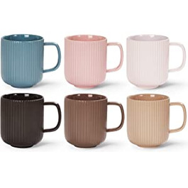 Кавові чашки Happy Lemuro-дизайнерські чашки, 6 х 360 мл, матові. Сучасна керамічна чашка для кави та чаю. Великий і високоякісний. Я