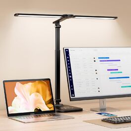 LED настільна лампа CHARYJOD з регулюванням яскравості та кольорової температури, USB-порт для зарядки, чорний колір