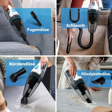 Акумуляторний ручний пилосос PowerClean 2400 для сухого та вологого прибирання з LED-підсвіткою, HEPA-фільтром та зарядною станцією, безмішковий