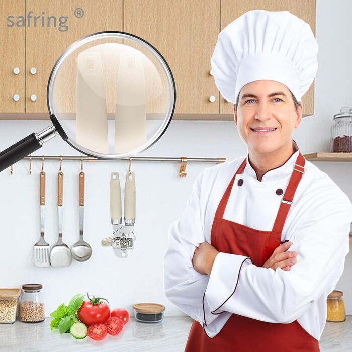 Ручний відкривач консерв з нержавіючої сталі, міцний, з комфортною ручкою та функцією відкривання пляшок, Бежевий