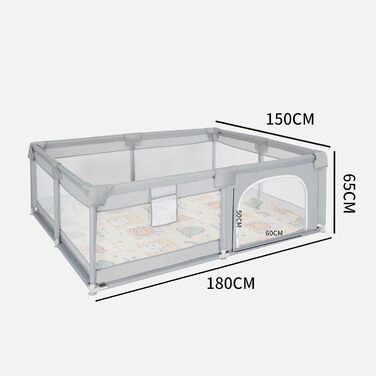 Манеж для немовлят Gupamiga 150x180x65 см з ігровим килимком, дихаючою сіткою та захисними бортиками, легкий монтаж і очищення