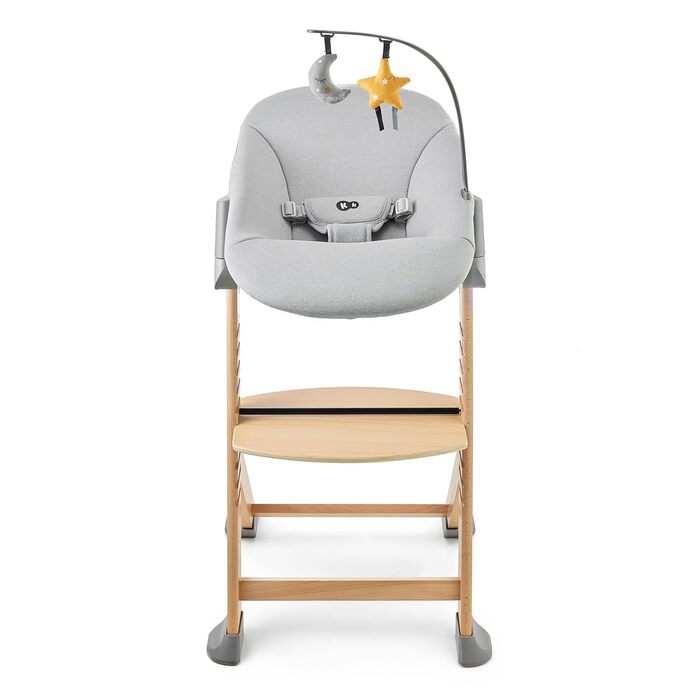 Дитячий стільчик Kinderkraft ENOCK 3 в 1 (6 міс - 10 років), сірий. Регулювання спинки, знімний бампер та ремінь безпеки