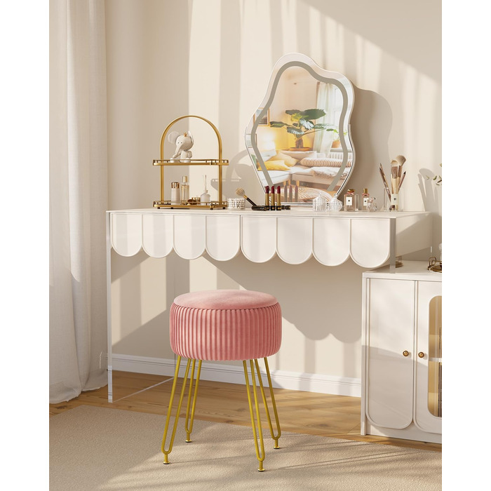 Пуф з відділенням для зберігання IBUYKE, рожевий, з металевими ніжками, знімний чохол