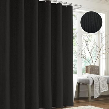 Шторка для душу з льону з металевими кільцями, сіра, 182 x 214 см