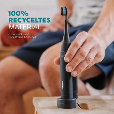 Електрична звукова зубна щітка happybrush® Eco Vibe 3+ – Чорний колір – 2 роки гарантії