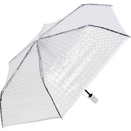 Кишеньковий парасольку прозорий з ефектом лінзи прозорий з окантовкою стрічкою білий