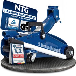Гідравлічний домкрат NTG 2T (2000 кг) з сертифікатом TÜV, сталева конструкція, висота підйому 130-330 мм - для автомобілів, заміни шин