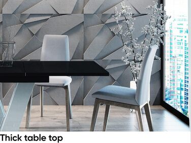 Обідній стіл Meble Line розсувний, сучасний дизайн, 120-160x80x75 см, чорний/білий глянцевий МДФ