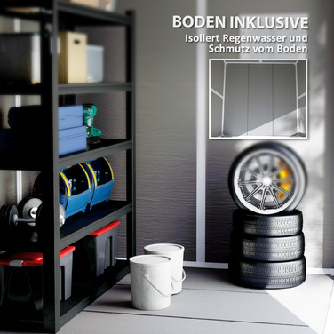 Outsunny Garden Shed 2,4 м², Водонепроникний садовий сарай з підлоговим моноскатним дахом, 182x151x219/181 см, Сарай для інструментів з дверима, що замикаються, Вікно Велосипедний гараж, Садова шафа з алюмінію, для заднього двору, Саду, Сірий | Аосом