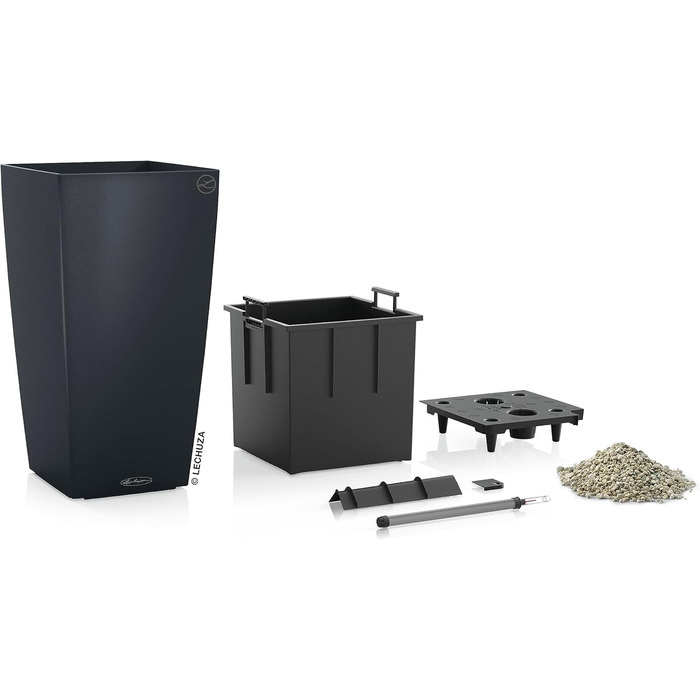 Lechuza Cubico Color 40 - Комплект для вирощування, сірий шифер, 39.5x39.5x75.5 см
