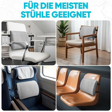 Пояснична подушка-підтримка FORTEM для авто, офісного та ігрового крісла, з ефектом пам'яті (Memory Foam), дихаючий чохол, сірий велюр