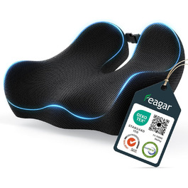 Ортопедична подушка для сидіння Feagar з memory foam - ергономічна подушка для офісного крісла, авто та дому - подушка для куприка, зняття навантаження при тривалому сидінні, неслизька (до 100 кг), чорна