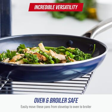 Набір посуду Blue Diamond 10 предметів з керамічним антипригарним покриттям Diamantstruktur. Без PFOA, підходить для індукції, посудомийної машини та духовки, синій колір