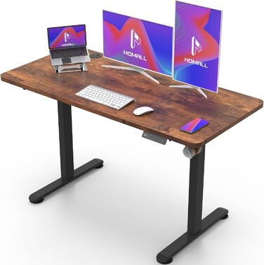 Ергономічний регульований стіл з USB, 140x60 см, комп'ютерний стіл для дому, коричневий