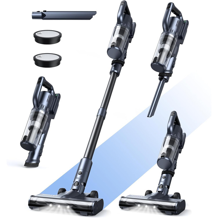 MIUZZY Бездротовий пилосос 6-в-1: потужний, легкий, з тривалістю роботи 50 хв, чорний