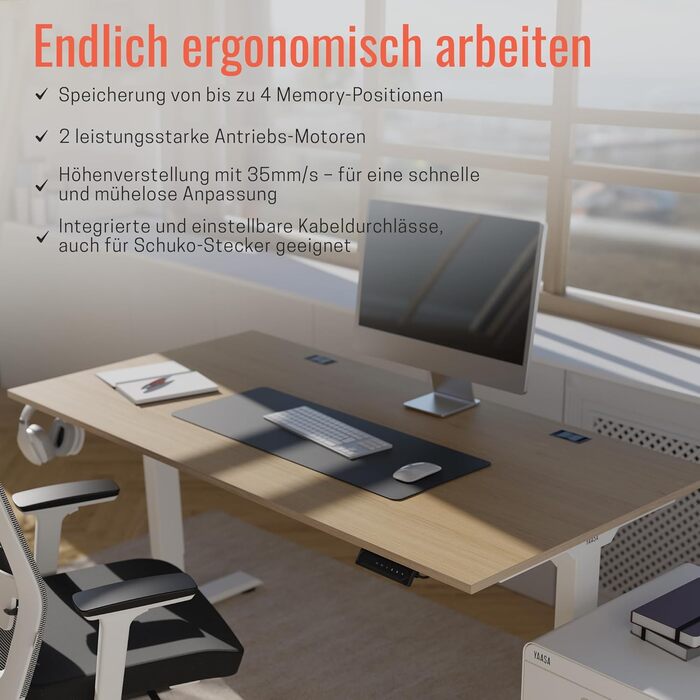 Стол Yaasa Desk Lite регульований по висоті 100x60 см, чорний – електричний офісний стіл з автопідйомом, пам'яттю та кабелепроводом. Ідеально для дому та офісу