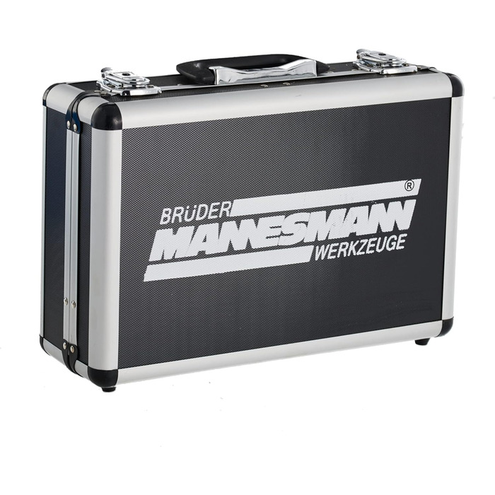 Набір інструментів Brüder Mannesmann 90 предметів в алюмінієвому кейсі M29067: плоскогубці, викрутки, тріскачка, тестер напруги