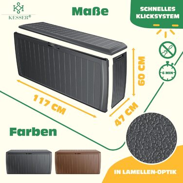 Ящик для подушок KESSER® 290л з колесами, антрацит - садовий контейнер для зберігання, витримує 100 кг