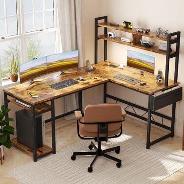 Ігровий стіл Devoko з підсвічуванням LED, 160x120 см, з розетками та USB, вінтажний коричневий. Комп'ютерний стіл з місцем для зберігання для геймерів та дому