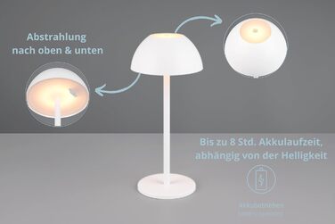 Бездротова настільна лампа Robert, LED, настільна лампа для дому та вулиці, диммування 4 рівнів, USB, 30 см, матовий білий