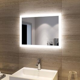 LED дзеркало для ванної кімнати SONNI 60x50 см з підсвічуванням, IP44, вертикальна/горизонтальна установка