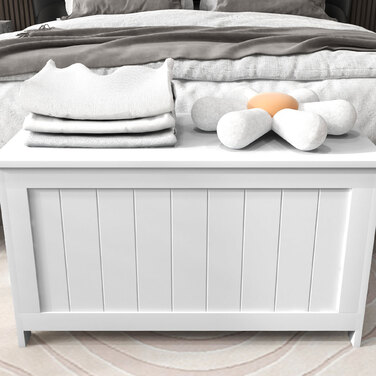 HOMCOM Сховище-скринька з ручкою та кришкою, 81 x 40 x 46 см, ящик для зберігання в вітальні та спальні, білий