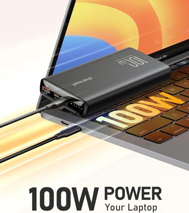 Зарядний пристрій Charmast Power Bank PD 100 Вт 20000 мАг Power Bank PD 20000 mAh Power Bank USB C External Battery Quick Charge 3.0 сумісний з ноутбуком MacBook Pro, Dell XPS, Lenovo, iPhone 11 / XS / X / XR, Huawei, Samsung, більше смартфонів