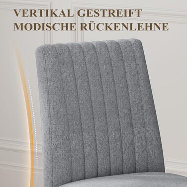 COLAMY Комплект з 2 обідніх стільців, м'який дизайн, спинка, для кухні, ресторану, сірий колір