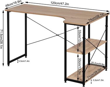 Письмовий стіл 120x74x71,5 см дерево/сталь чорнийіржавий колір