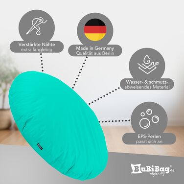Пуф-мішок BuBiBag 2в1, Ø 85 см, блакитний, для дому та вулиці, водо- та брудовідштовхуючий, для дітей