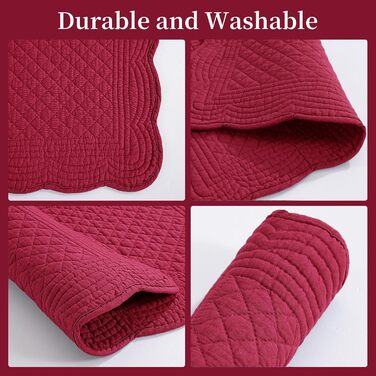 Підставки під тарілки MABOZOO, бавовна 100%, миючі, для кухні та обіднього столу, прямокутні, 6 шт. (Червоний, однотонні, Getaway Solids)