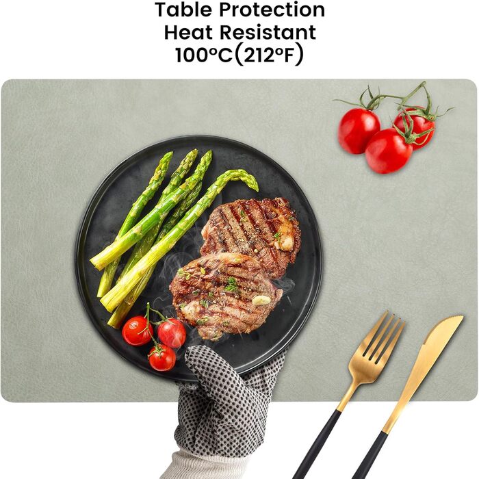 Набір серветок YIHELU 6 шт. з штучної шкіри, вологостійкі, неслизькі, легко миються, для кухні та їдальні, м'ятно-зелені/кремові