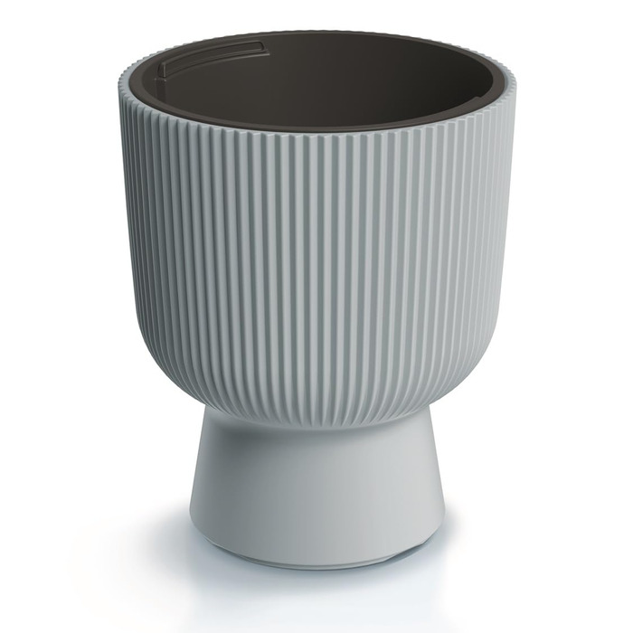 Кашпо для квітів DBMIG сірого кольору з циліндричним дизайном, рифлена поверхня, діаметр 29,8 см (внутрішній діаметр 23,9 см), для дому та саду