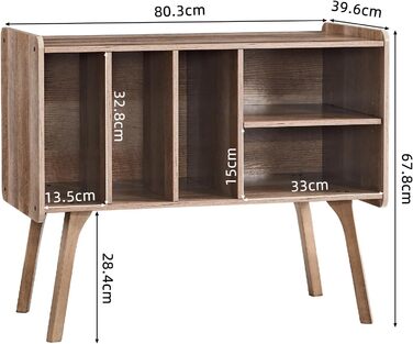 Сумка для вінілових платівок LELELINKY: стійка підставка для 220 платівок, з міцними дерев'яними ніжками, Mid-Century стиль, біле вінілове сховище (дуб)