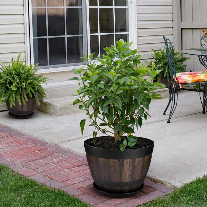 Набір горщиків для квітів Plant Planters: 2 шт. 9/23см та 2 шт. 30.2см, пластик, з дренажем та піддоном, для дому та саду