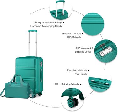 Набір валіз та дорожньої сумки KONO 55 см, кремово-білий (2 шт.)